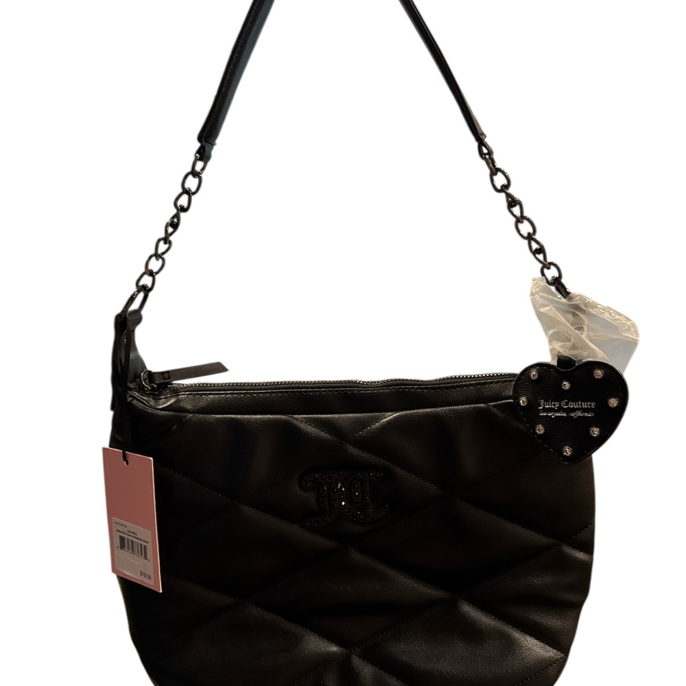 Juicy Couture Black Quilted‎ Shoulder Bag with Heart Charm